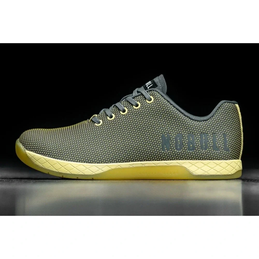 NOBULL Outwork Trainers Size W 8 M 6.5 Yellow Pixel‎ Super Fabric Strength Shoe